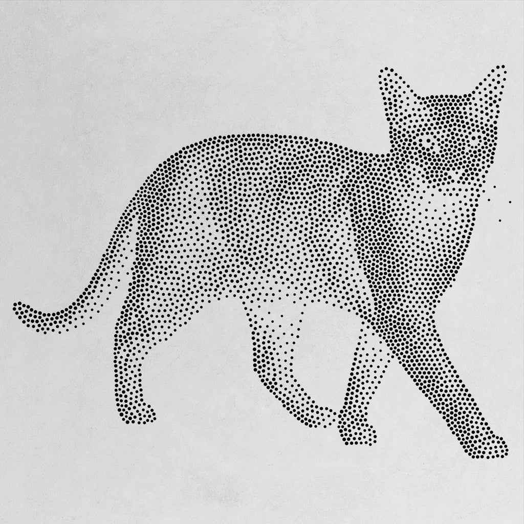Russian Blue Cat Stencil | Realistic Mylar Stipple Wall Art, Crafts (Large - 300mm / 12" approx)