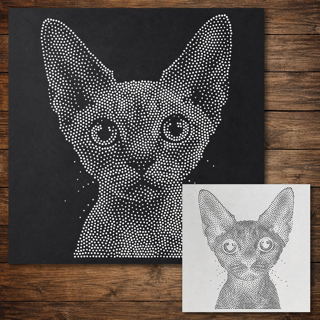 Devon Rex Cat Stencil reusable Mylar stencil, 300 x 300 mm