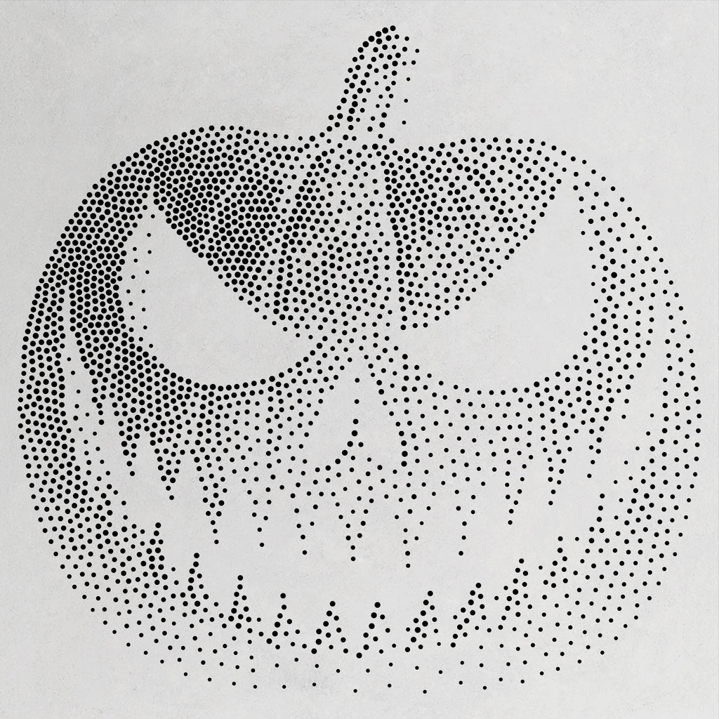 Jack-o’-Lantern Halloween Stencil | Realistic Horror Mylar Stipple Wall Art, Crafts (Large - 300mm / 12" approx)
