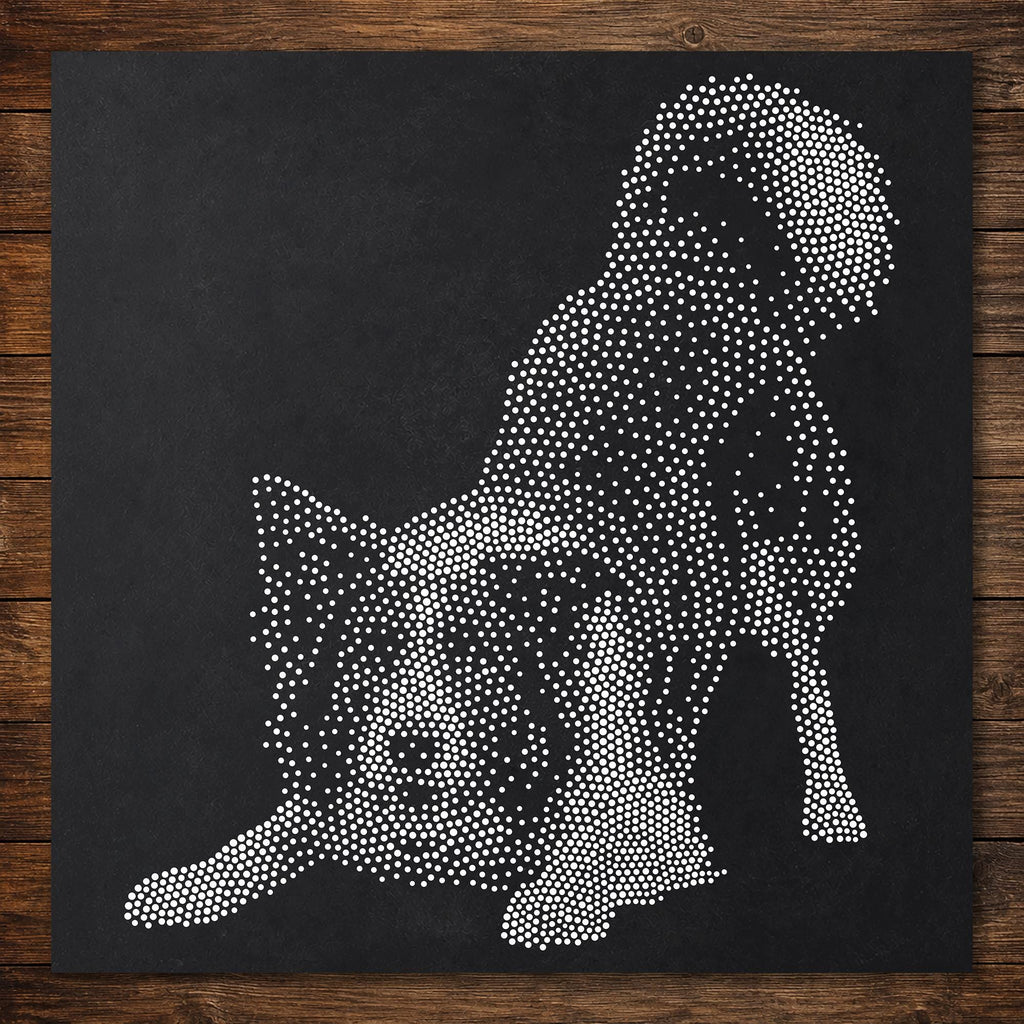 Border Collie Dog Playing Stencil | Realistic Mylar Stipple Wall Art, Crafts (Large - 300mm / 12" approx)