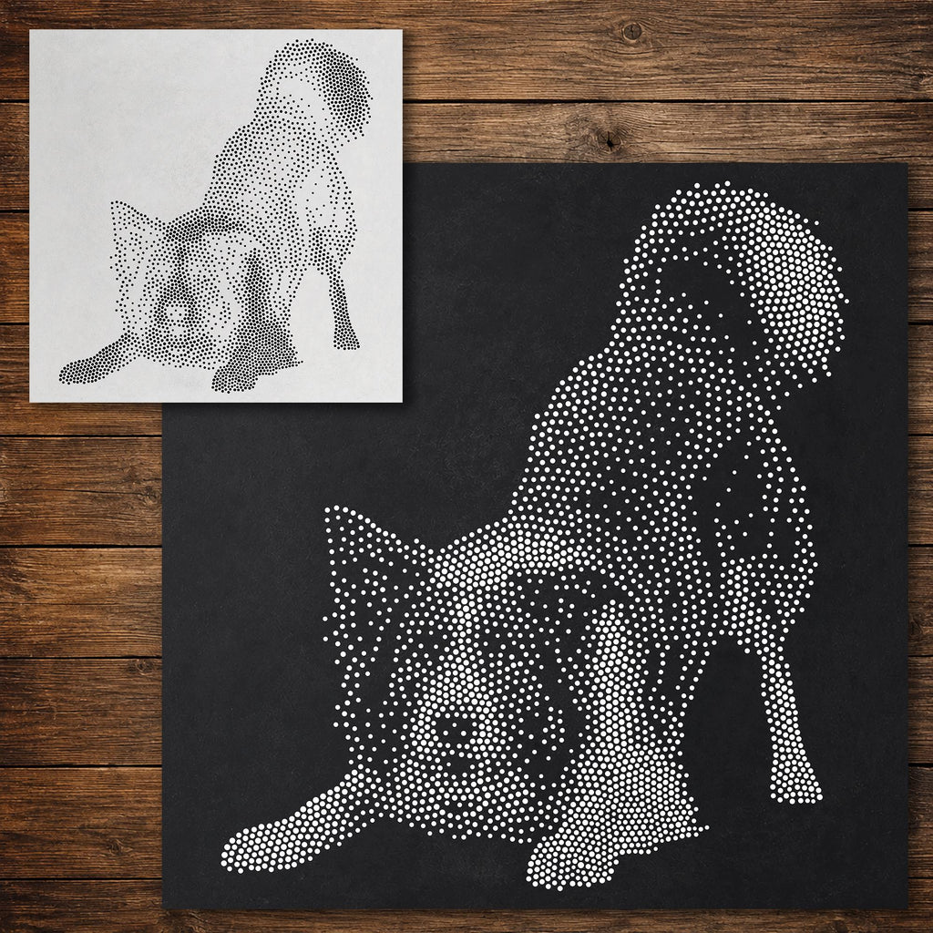 Border Collie Dog Playing Stencil reusable Mylar stencil, 300 x 300 mm