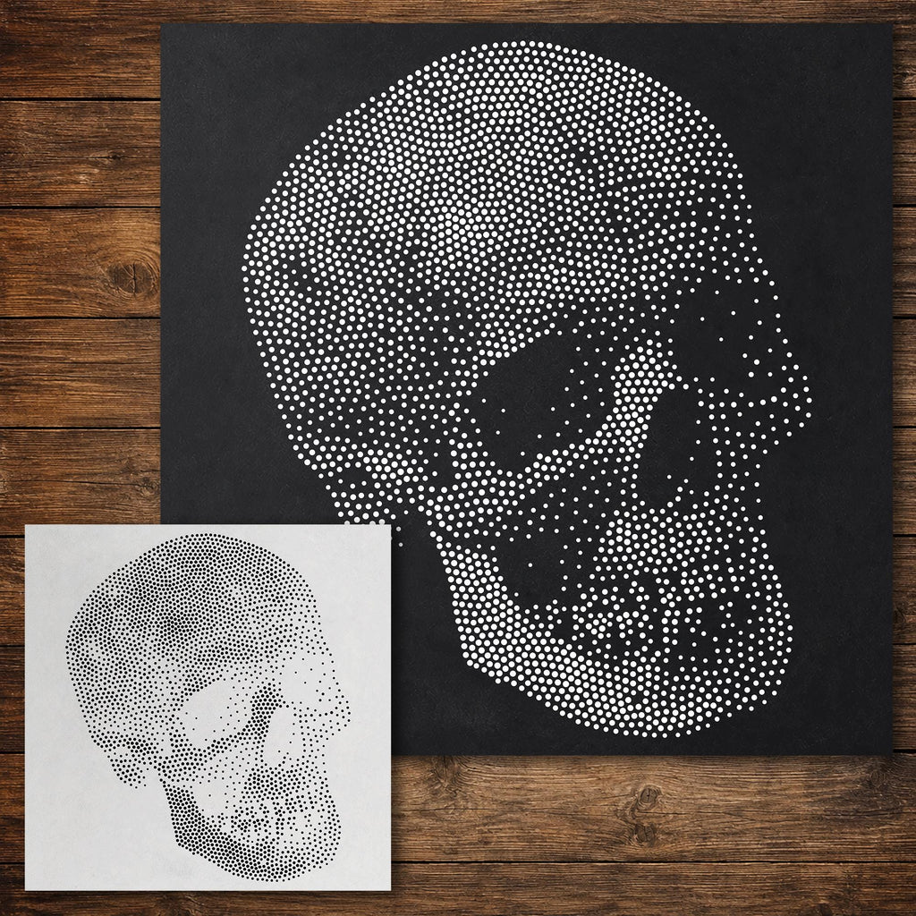Human Skull #1 Stencil reusable Mylar stencil, 300 x 300 mm