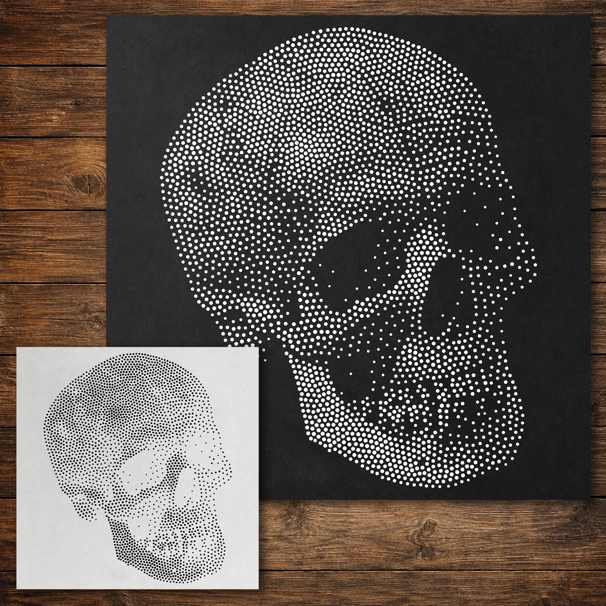 Human Skull #1 Stencil reusable Mylar stencil, 300 x 300 mm