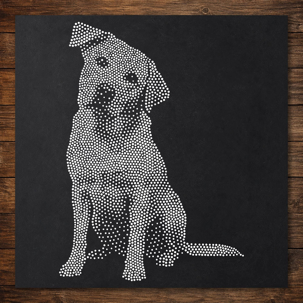 Labrador Retriever Alert Dog Stencil | Realistic Mylar Stipple Wall Art, Crafts (Large - 300mm / 12" approx)