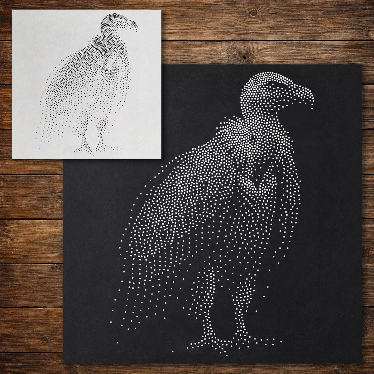 Vulture Bird Stencil reusable Mylar stencil, 300 x 300 mm