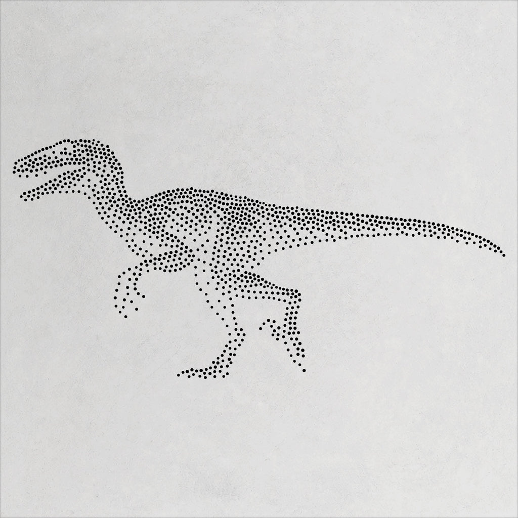 Velociraptor Dinosaur Stencil | Realistic Mylar Stipple Wall Art, Crafts (Large - 300mm / 12" approx)