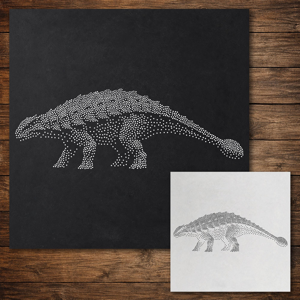 Ankylosaurus Dinosaur Stencil reusable Mylar stencil, 300 x 300 mm