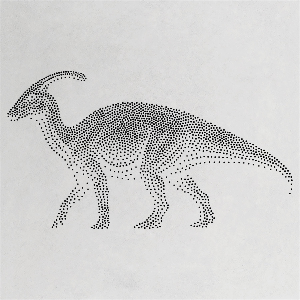 Parasaurolophus Dinosaur Stencil | Realistic Mylar Stipple Wall Art, Crafts (Large - 300mm / 12" approx)