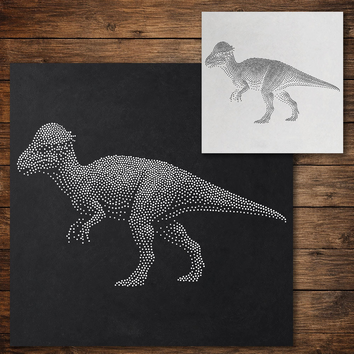 Pachycephalosaurus Dinosaur Stencil reusable Mylar stencil, 300 x 300 mm