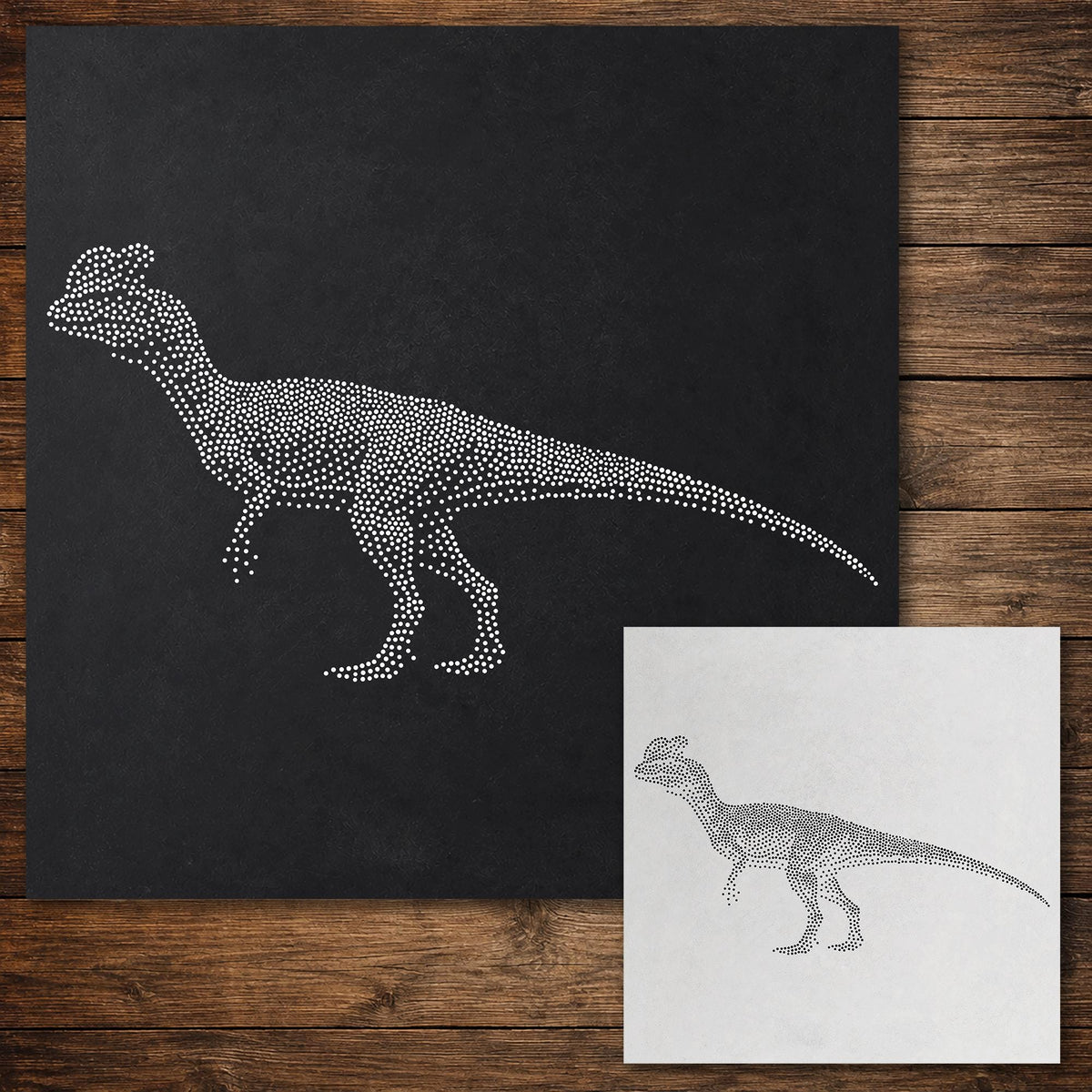 Dilophosaurus Dinosaur Stencil reusable Mylar stencil, 300 x 300 mm