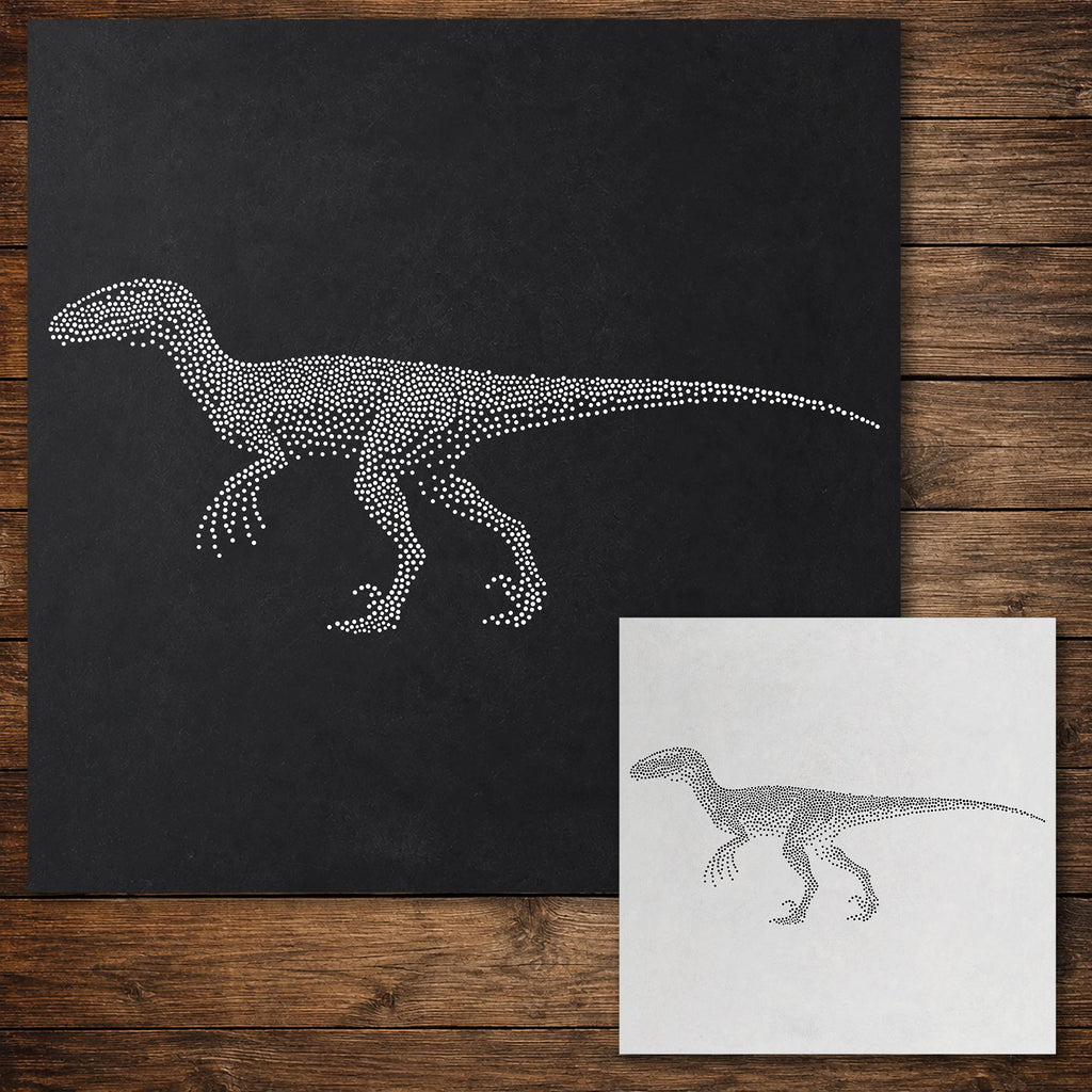 Deinonychus Dinosaur Stencil reusable Mylar stencil, 300 x 300 mm