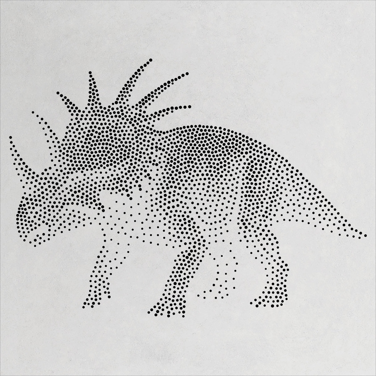 Styracosaurus Dinosaur Stencil | Realistic Mylar Stipple Wall Art, Crafts (Large - 300mm / 12" approx)