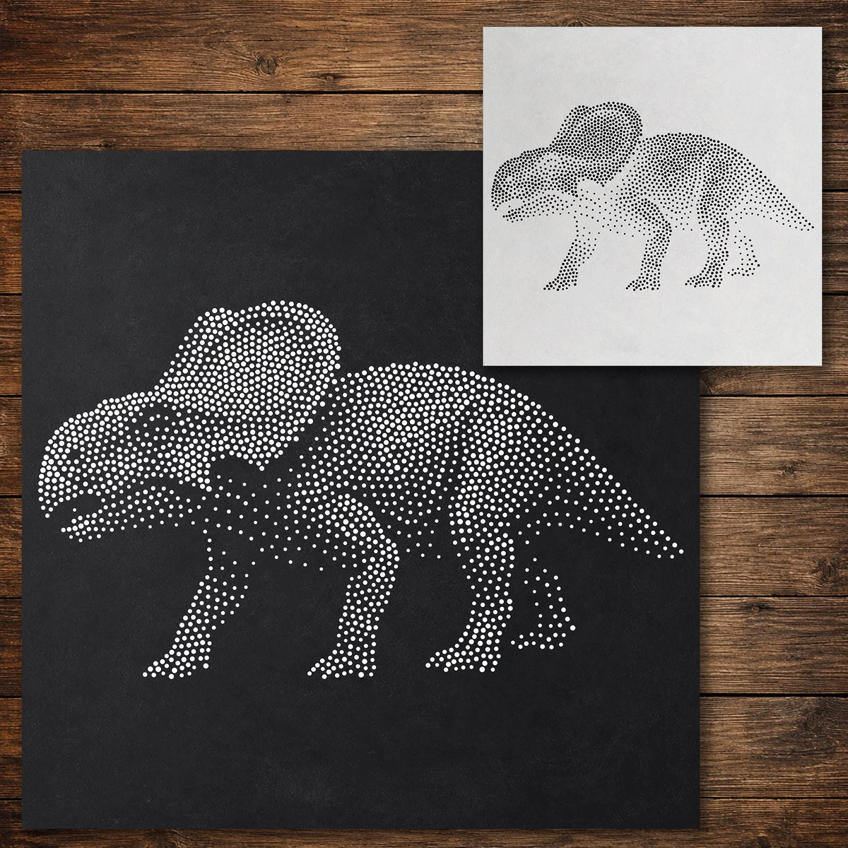 Protoceratops Dinosaur Stencil reusable Mylar stencil, 300 x 300 mm