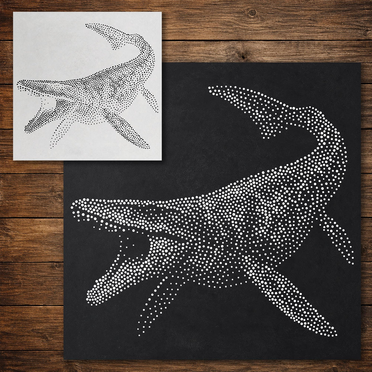 Mosasaurus Dinosaur Stencil reusable Mylar stencil, 300 x 300 mm