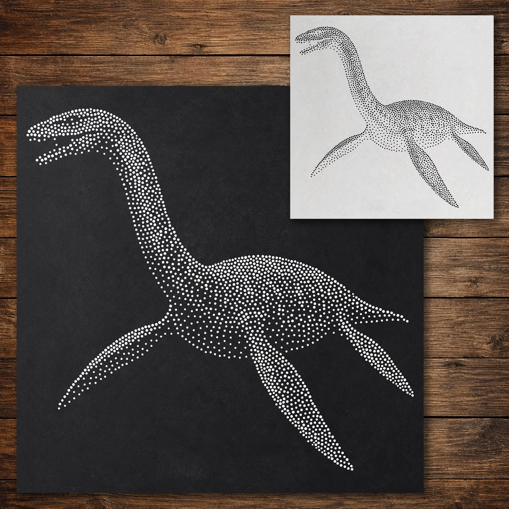 Plesiosaurus Dinosaur Stencil reusable Mylar stencil, 300 x 300 mm