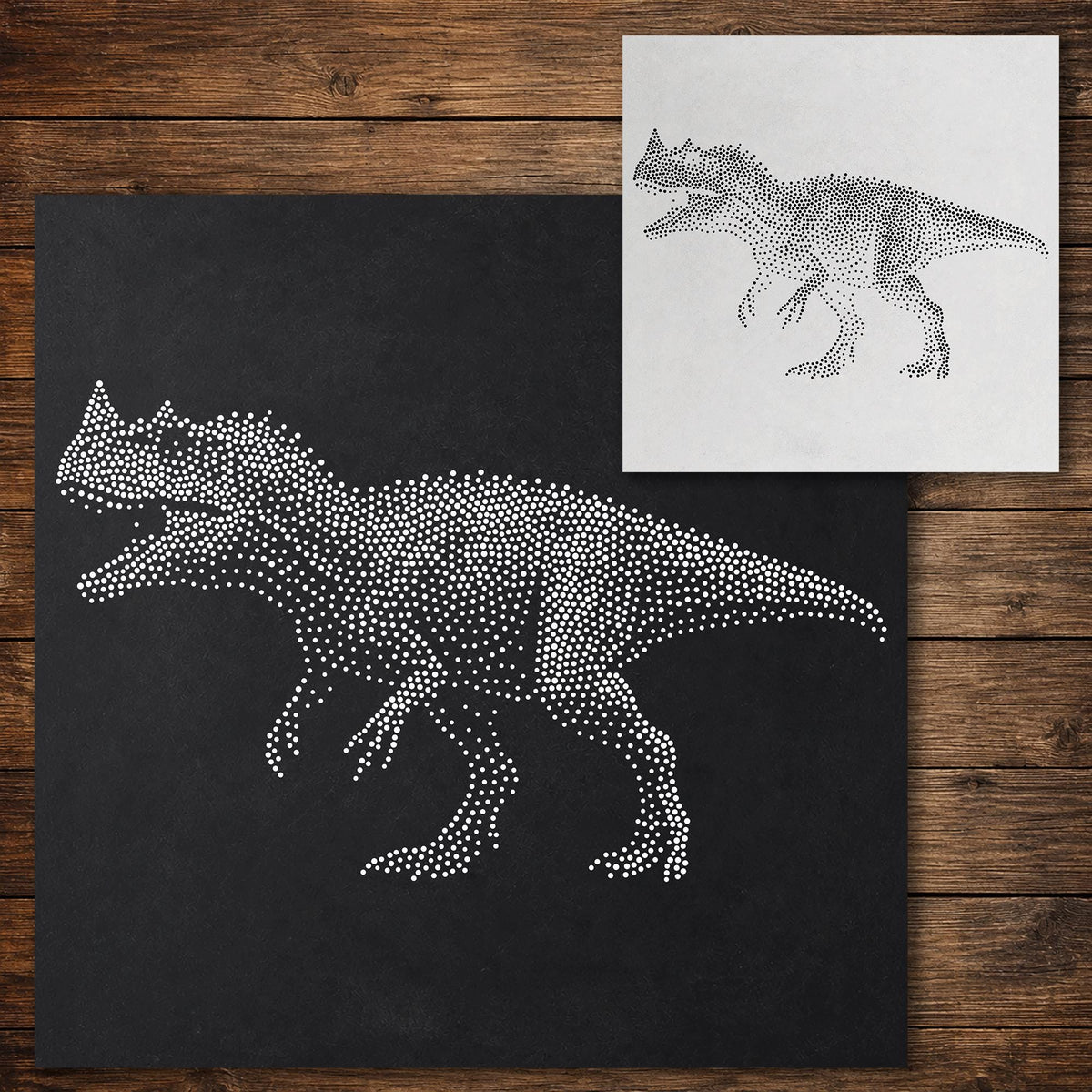 Ceratosaurus Dinosaur Stencil reusable Mylar stencil, 300 x 300 mm