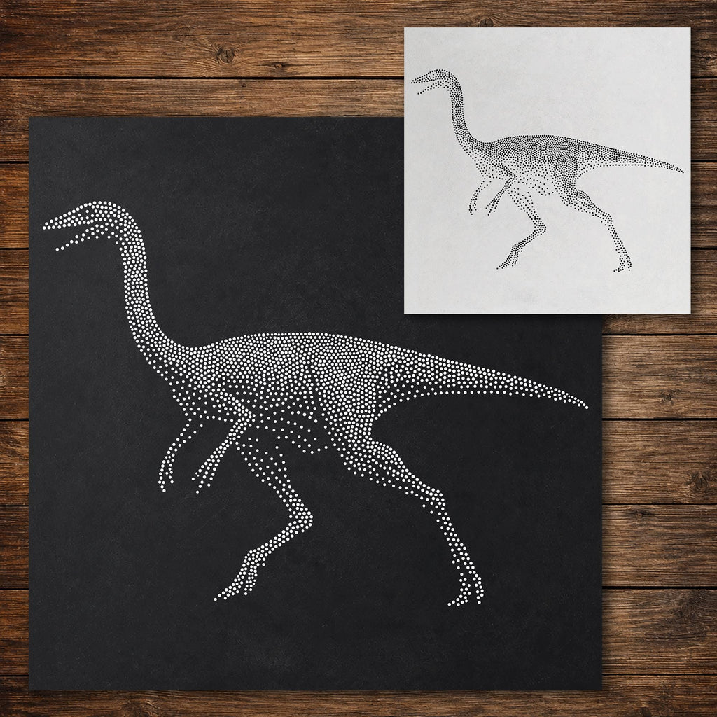 Gallimimus Dinosaur Stencil reusable Mylar stencil, 300 x 300 mm