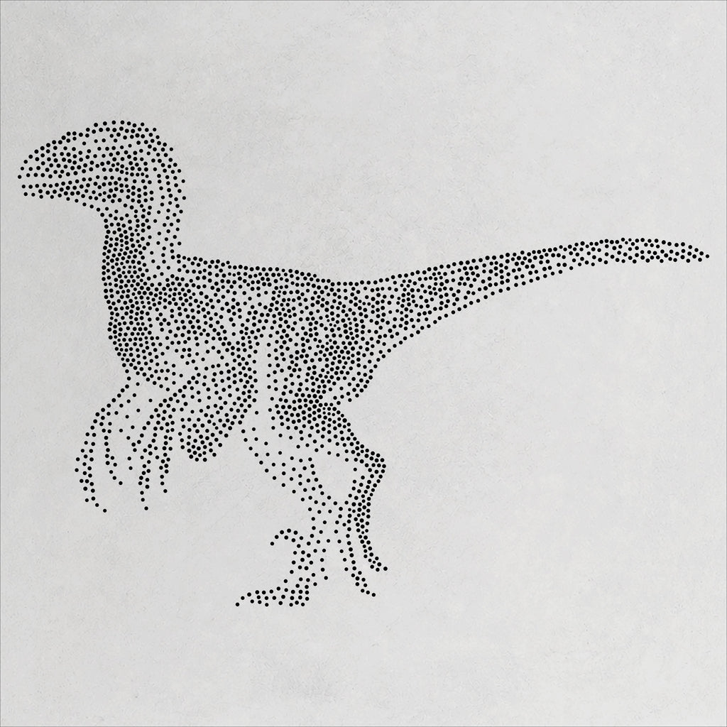 Utahraptor Dinosaur Stencil | Realistic Mylar Stipple Wall Art, Crafts (Large - 300mm / 12" approx)