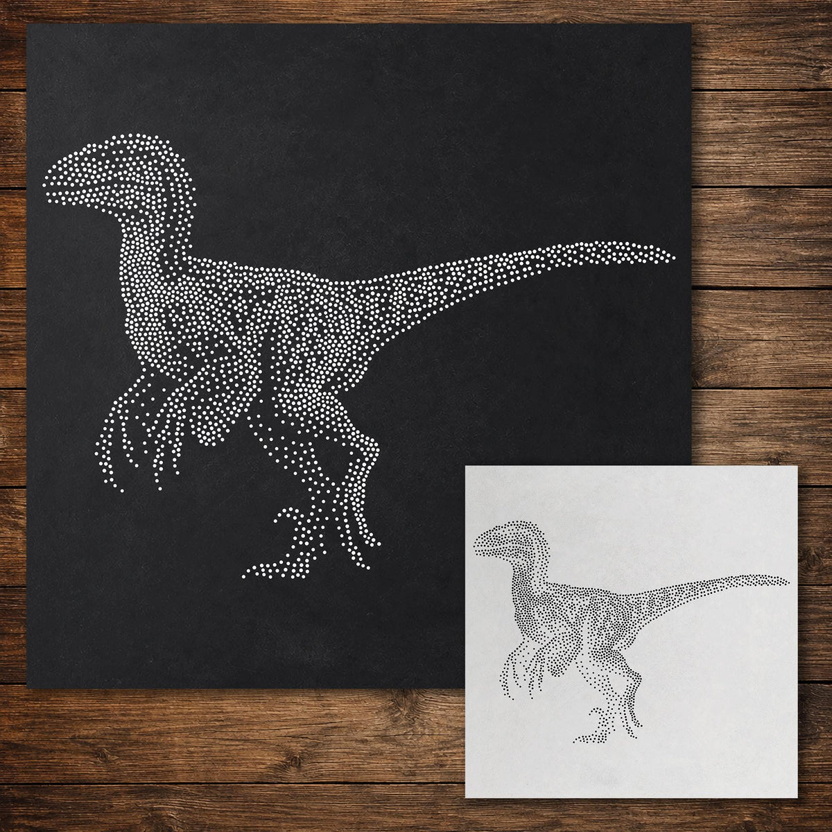 Utahraptor Dinosaur Stencil reusable Mylar stencil, 300 x 300 mm
