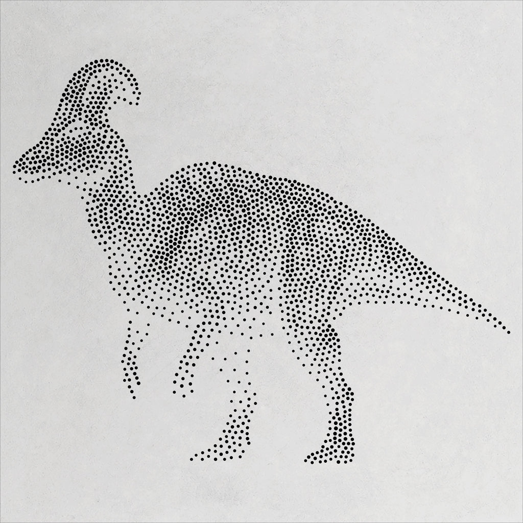 Corythosaurus Dinosaur Stencil | Realistic Mylar Stipple Wall Art, Crafts (Large - 300mm / 12" approx)