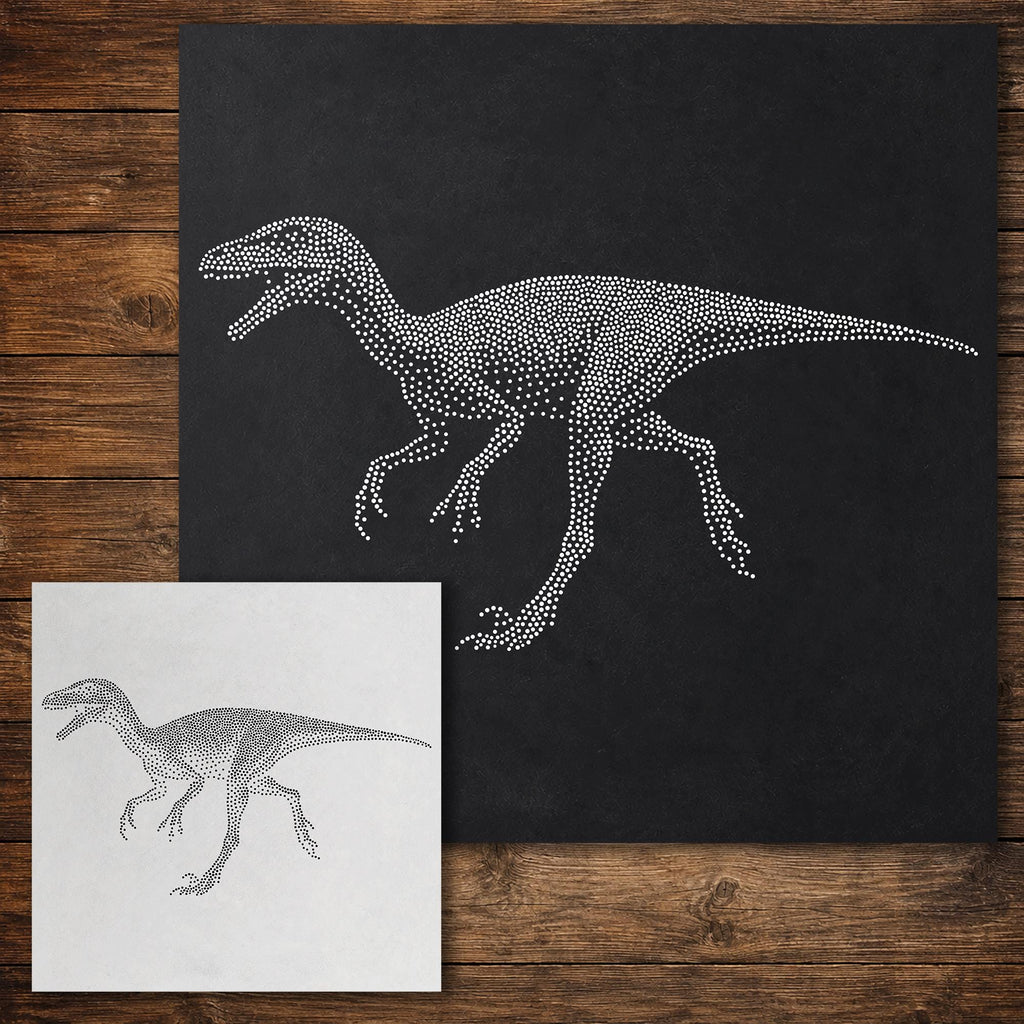 Compsognathus Dinosaur Stencil reusable Mylar stencil, 300 x 300 mm