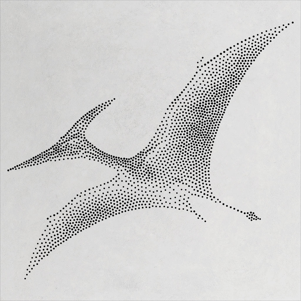 Pteranodon Pterosaur Stencil | Realistic Mylar Stipple Wall Art, Crafts (Large - 300mm / 12" approx)