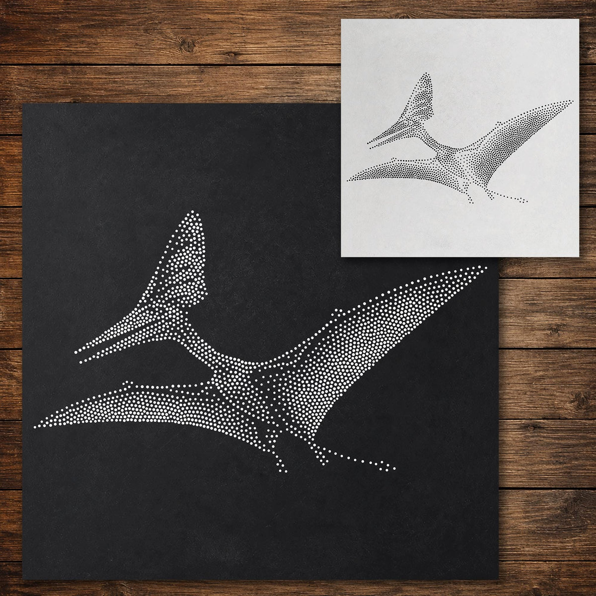Tapejara Pterosaur Stencil reusable Mylar stencil, 300 x 300 mm
