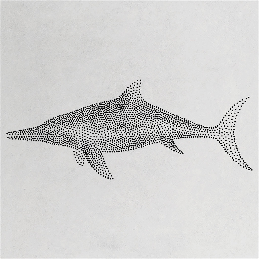 Ichthyosaurus Reptile Stencil | Realistic Mylar Stipple Wall Art, Crafts (Large - 300mm / 12" approx)