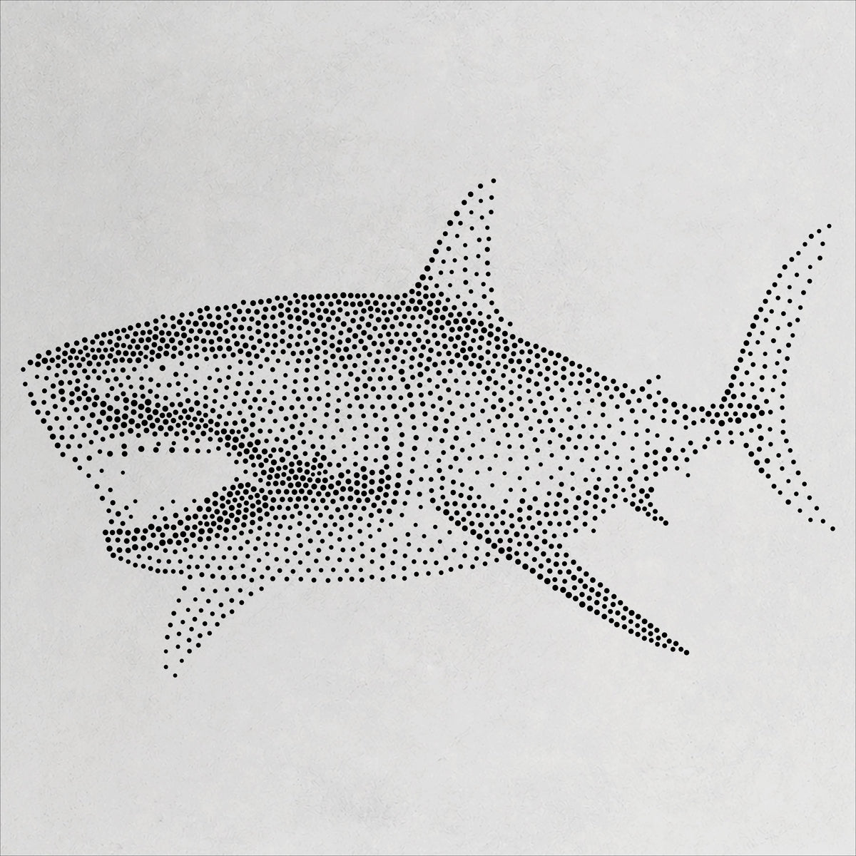 Megalodon Stencil | Realistic Mylar Stipple Wall Art, Crafts (Large - 300mm / 12" approx)
