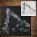Excavator Digger Stencil reusable Mylar stencil, 300 x 300 mm