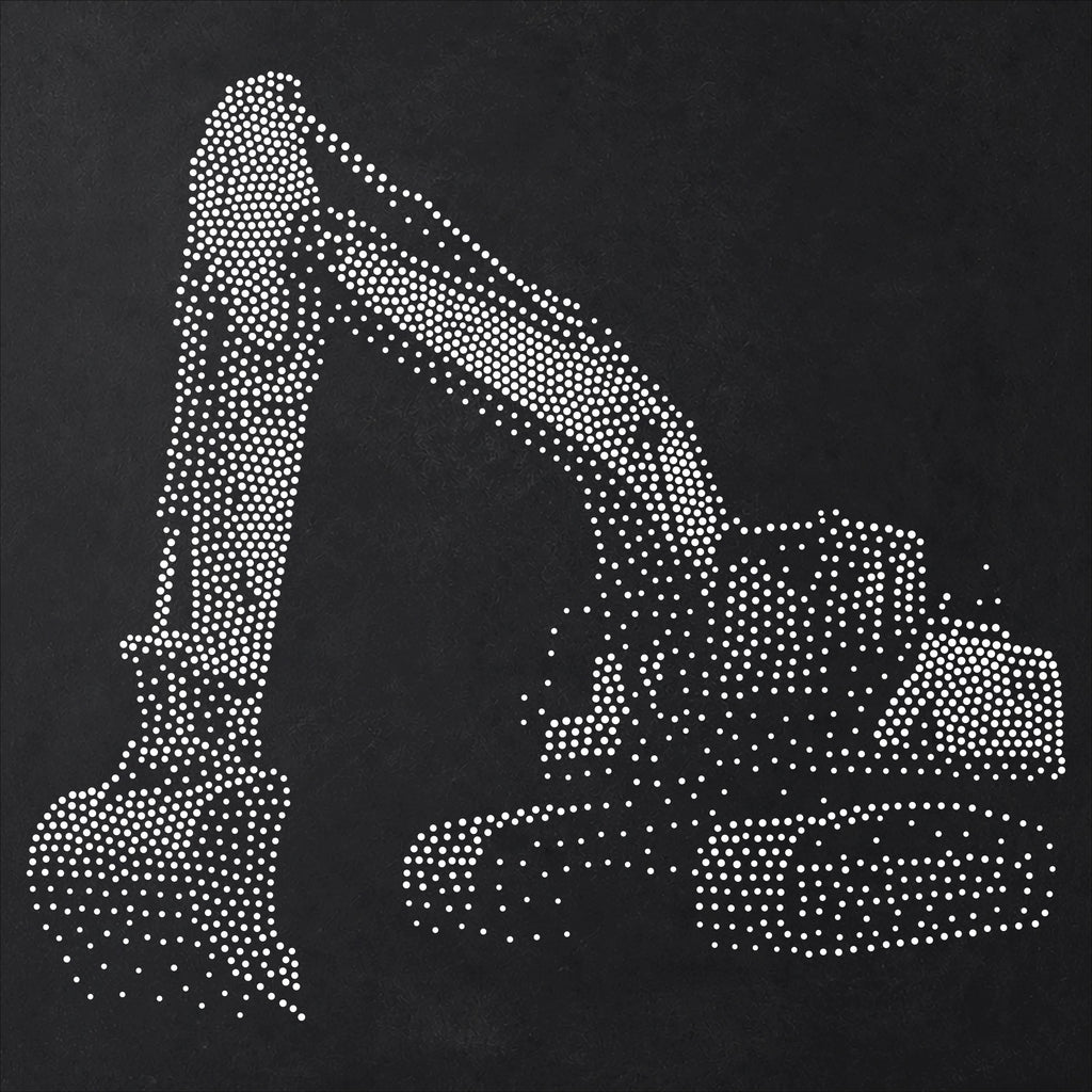 Excavator Digger Stencil | Realistic Mylar Stipple Wall Art, Crafts (Large - 300mm / 12" approx)
