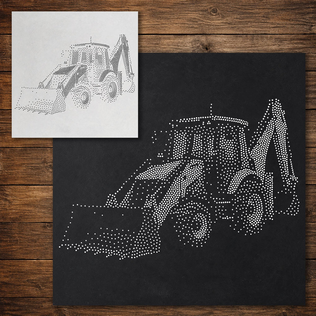 Backhoe Loader Stencil reusable Mylar stencil, 300 x 300 mm