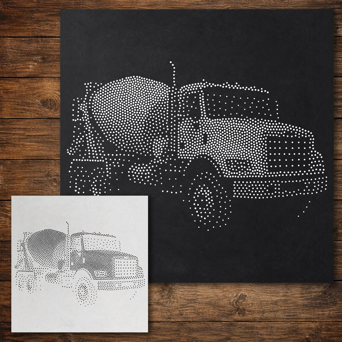 Cement Mixer Truck Stencil reusable Mylar stencil, 300 x 300 mm