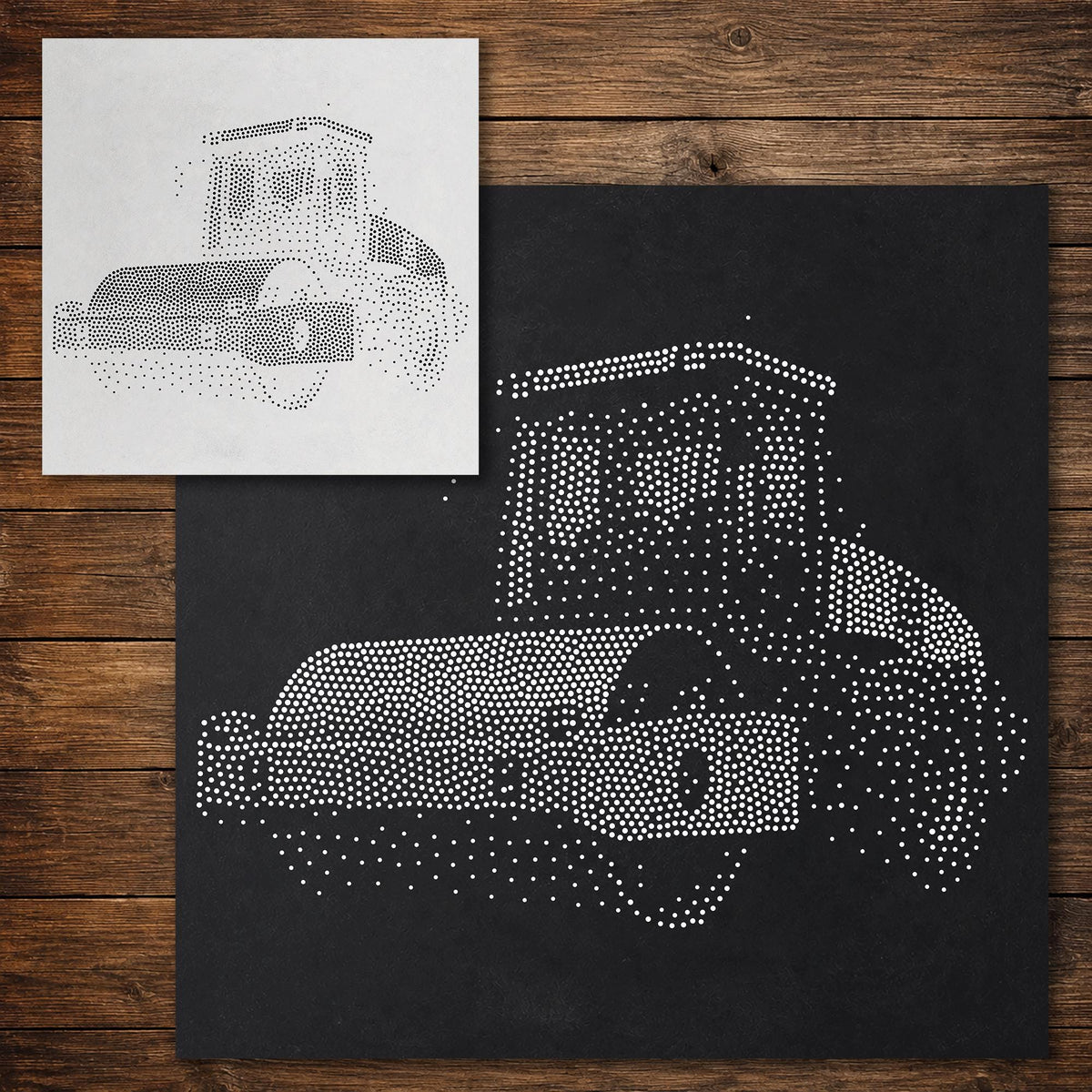 Road Roller Stencil reusable Mylar stencil, 300 x 300 mm