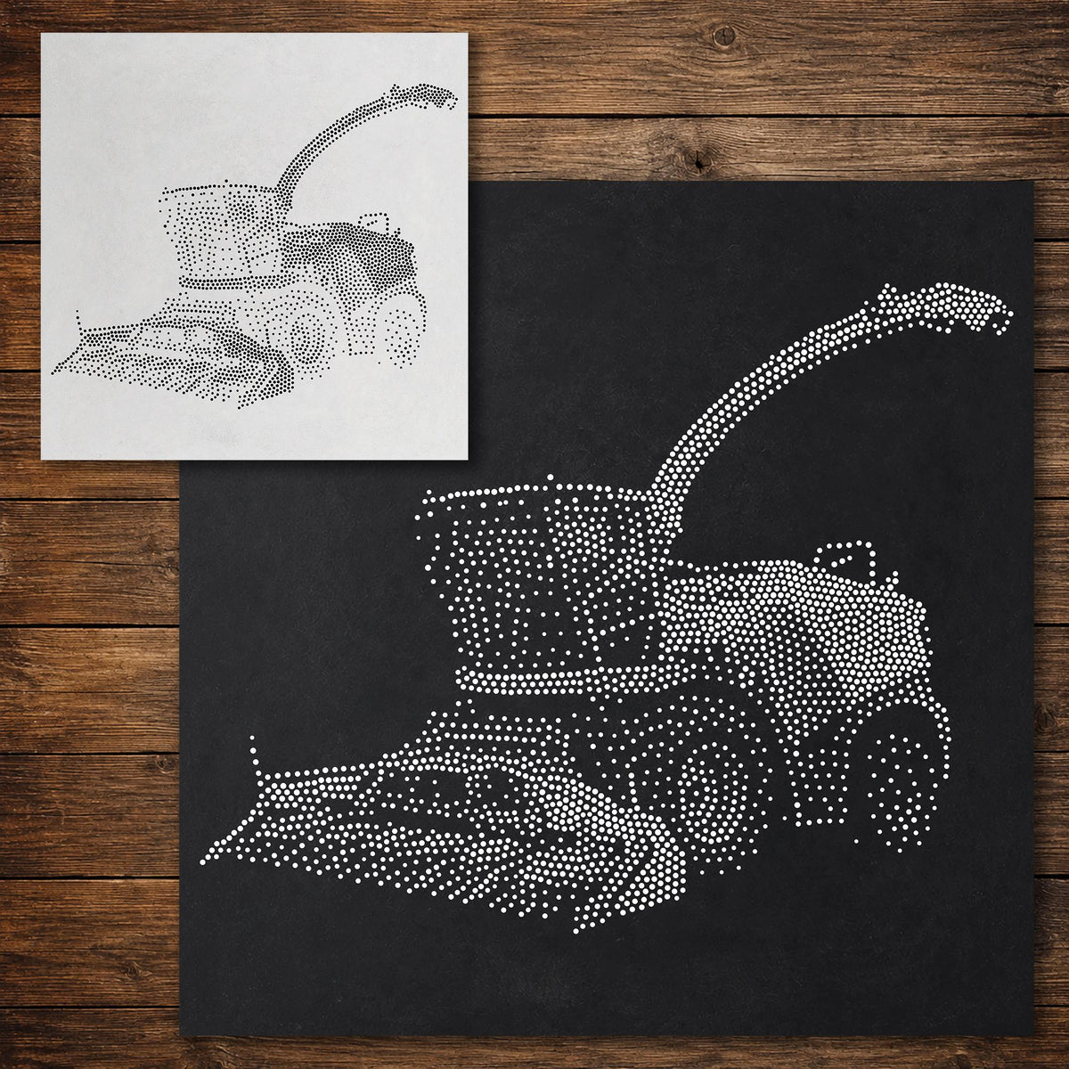 Forage Harvester Stencil reusable Mylar stencil, 300 x 300 mm