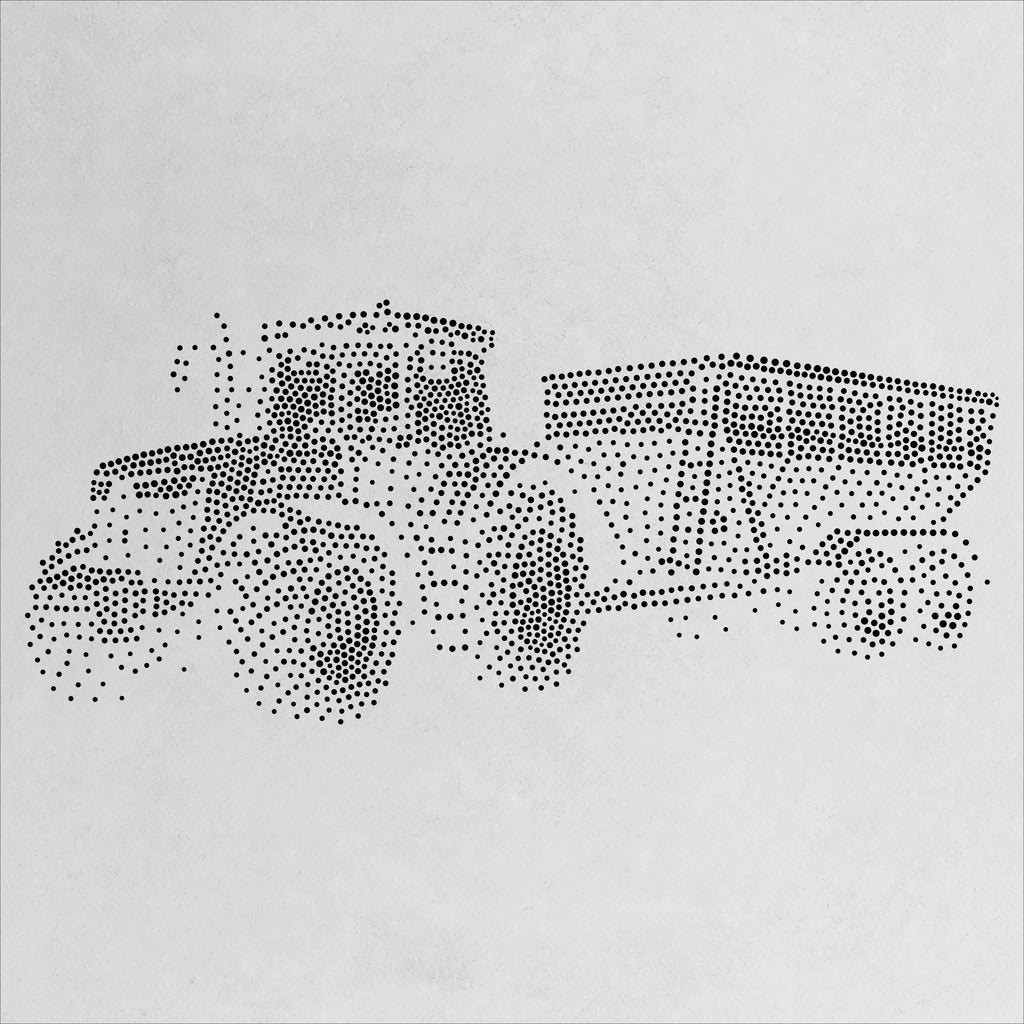 Tractor and Trailer Stencil | Realistic Mylar Stipple Wall Art, Crafts (Large - 300mm / 12" approx)