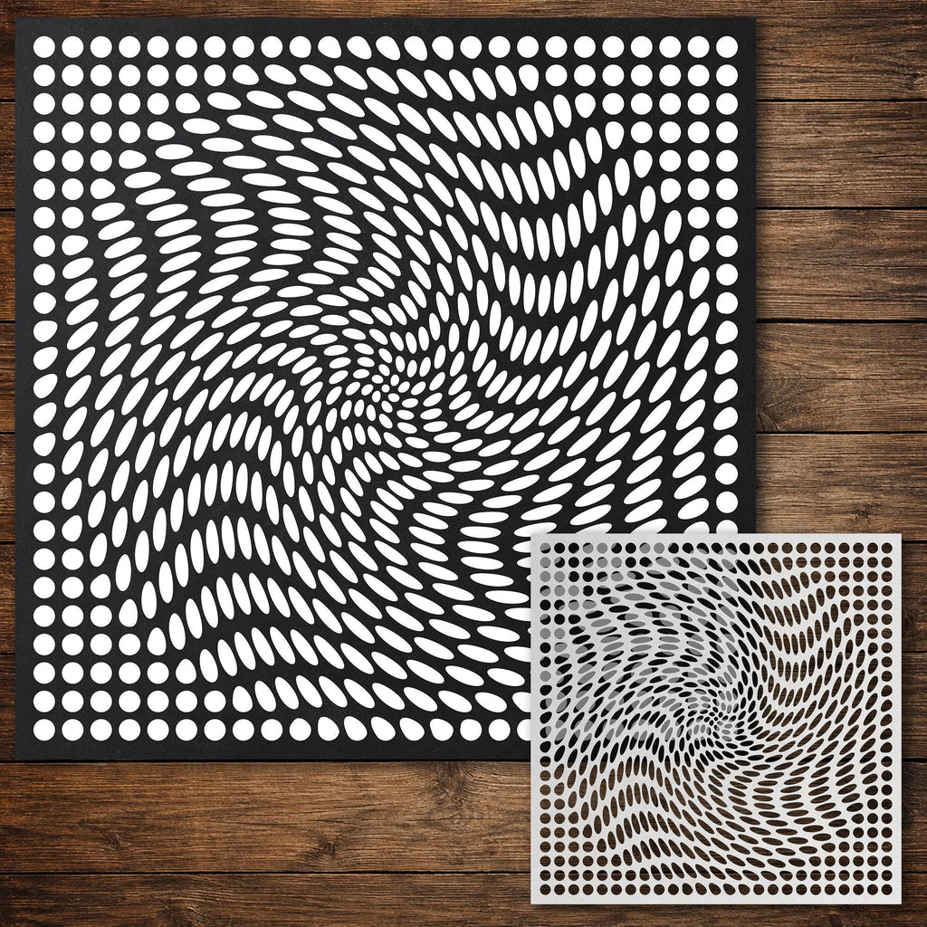 Geometric Grid #7 Stencil | Circle Twist | Detailed DIY Mylar Wall Art, Stipple Art Crafts (Large - 300mm / 12" approx)