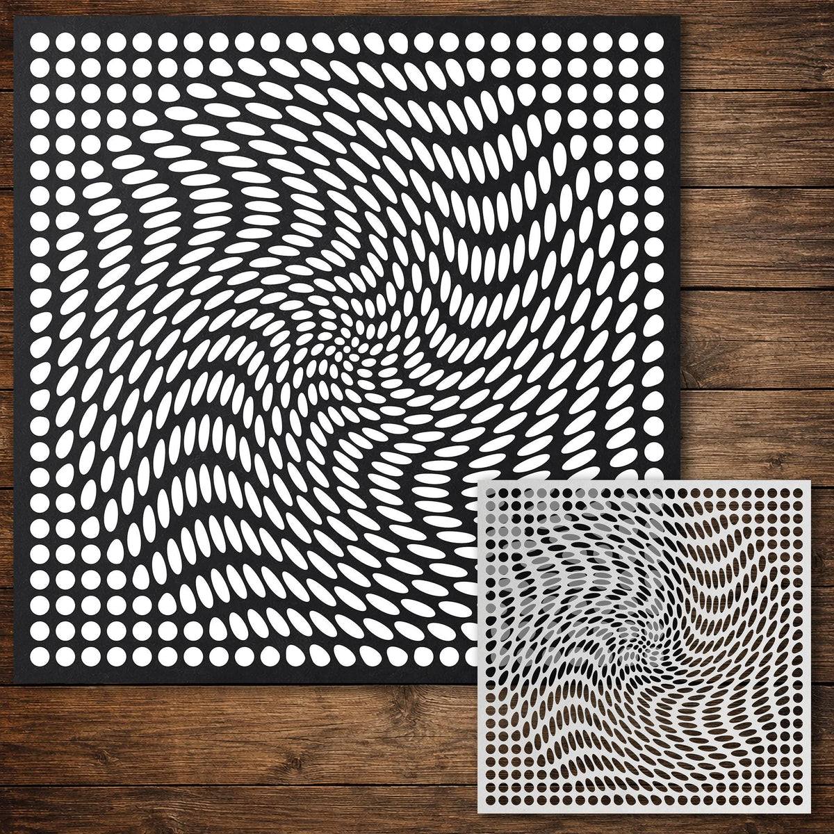 Geometric Grid #7 Stencil | Circle Twist | Detailed DIY Mylar Wall Art, Stipple Art Crafts (Large - 300mm / 12" approx)