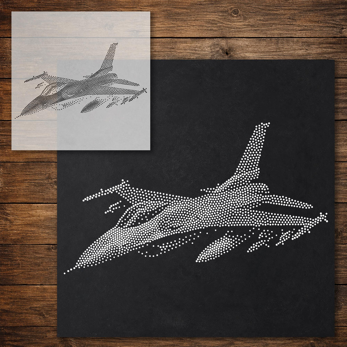 Fighter Jet Stencil reusable Mylar stencil, 300 x 300 mm