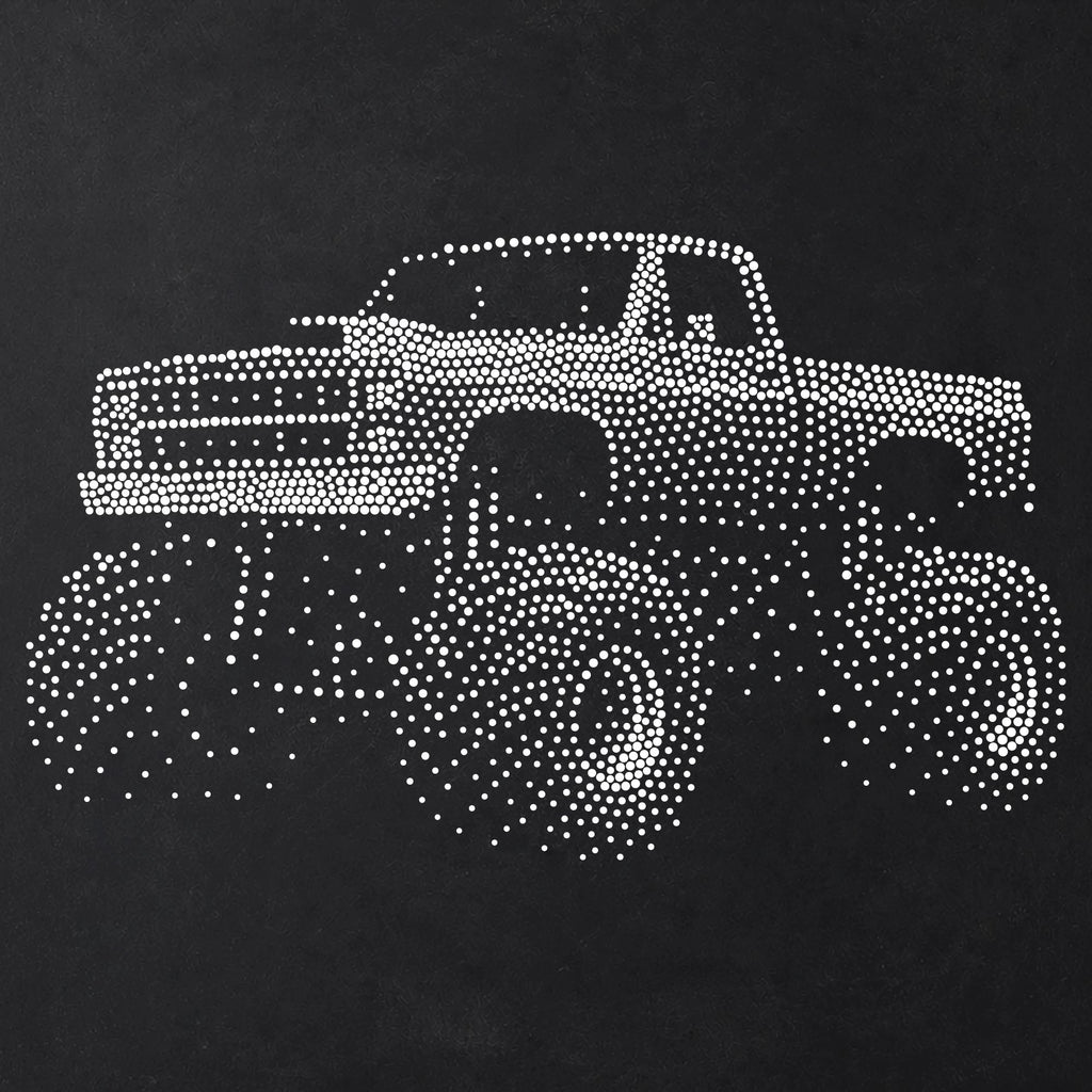 Monster Truck Stencil | Realistic Mylar Stipple Wall Art, Crafts (Large - 300mm / 12" approx)