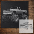 Monster Truck Stencil reusable Mylar stencil, 300 x 300 mm