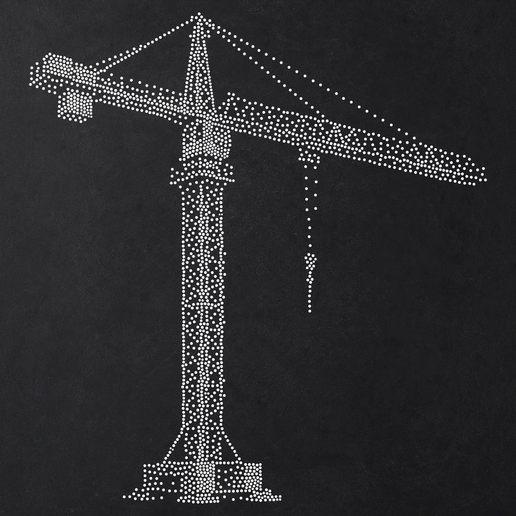 Tower Crane Stencil | Realistic Mylar Stipple Wall Art, Crafts (Large - 300mm / 12" approx)