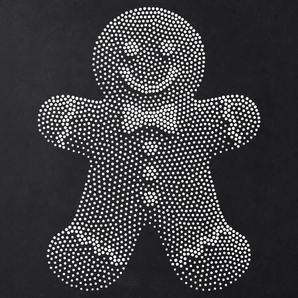 Gingerbread Man Stencil | Realistic Christmas Mylar Stipple Wall Art, Crafts (Large - 300mm / 12" approx)