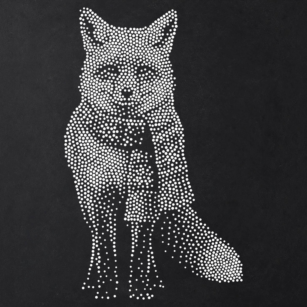 Christmas Fox Stencil | Realistic Mylar Stipple Wall Art, Crafts (Large - 300mm / 12" approx)