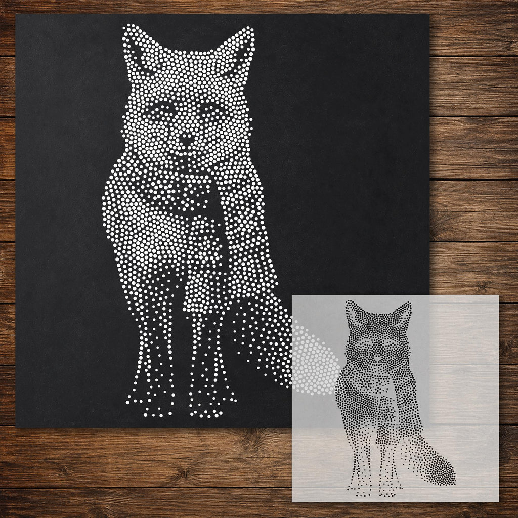 Christmas Fox Stencil reusable Mylar stencil, 300 x 300 mm