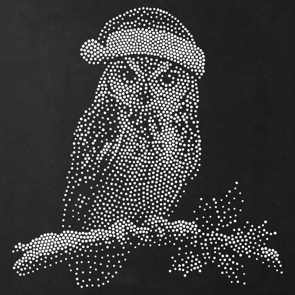 Christmas Owl Stencil | Realistic Mylar Stipple Wall Art, Crafts (Large - 300mm / 12" approx)