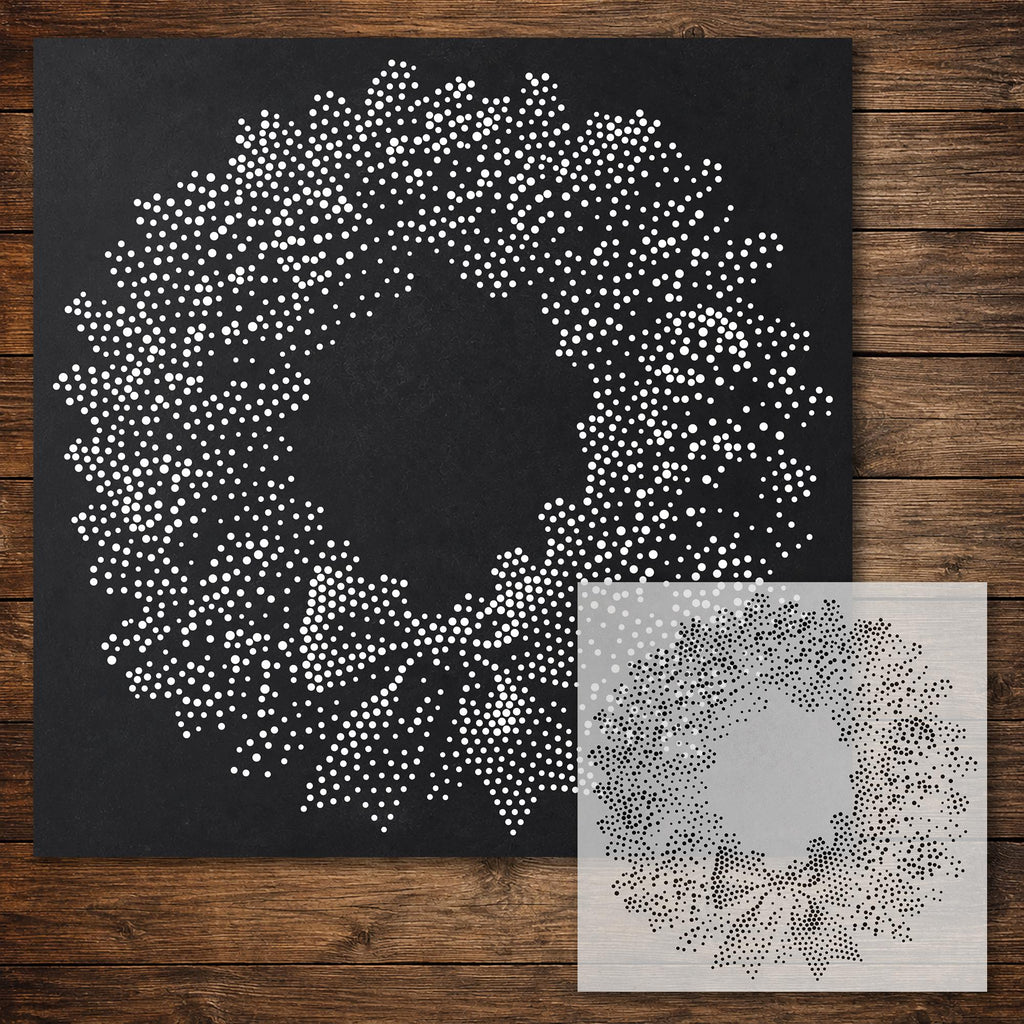 Christmas Wreath Stencil reusable Mylar stencil, 300 x 300 mm