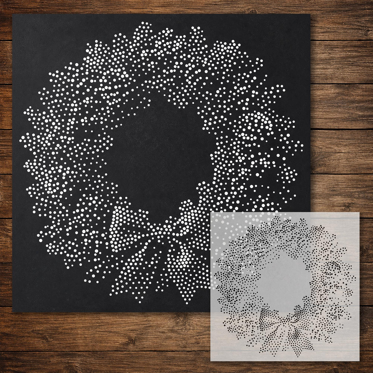 Christmas Wreath Stencil reusable Mylar stencil, 300 x 300 mm