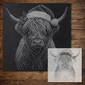 Christmas Highland Cow Stencil reusable Mylar stencil, 300 x 300 mm