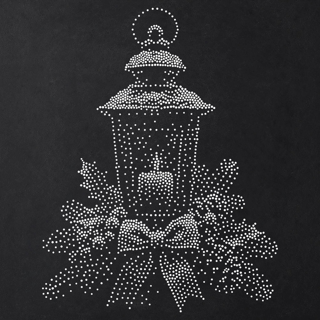 Christmas Lantern Stencil | Realistic Mylar Stipple Wall Art, Crafts (Large - 300mm / 12" approx)